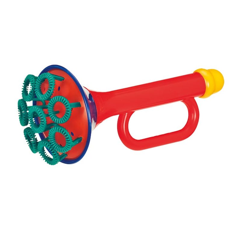 PUSTEFIX Multi Bubble Trumpet Blowing Toy for Kids Set includes Trumpet Blower, 8.45 oz Bubbles Bottle and Liquid Tray - Image 4